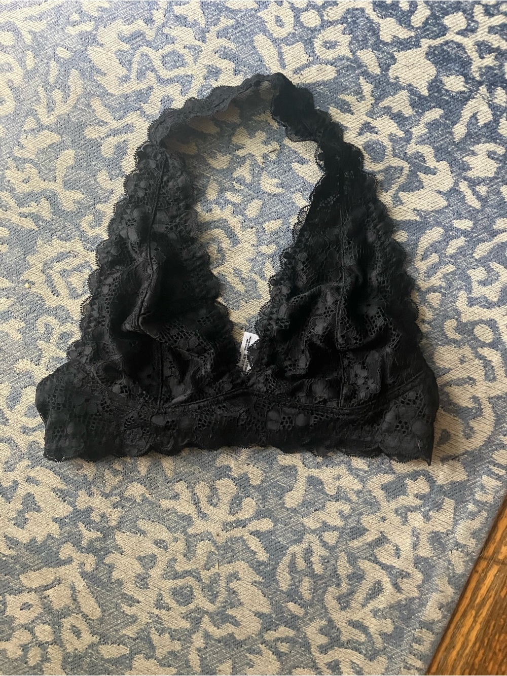 Free People Black Lace Halter Bralette